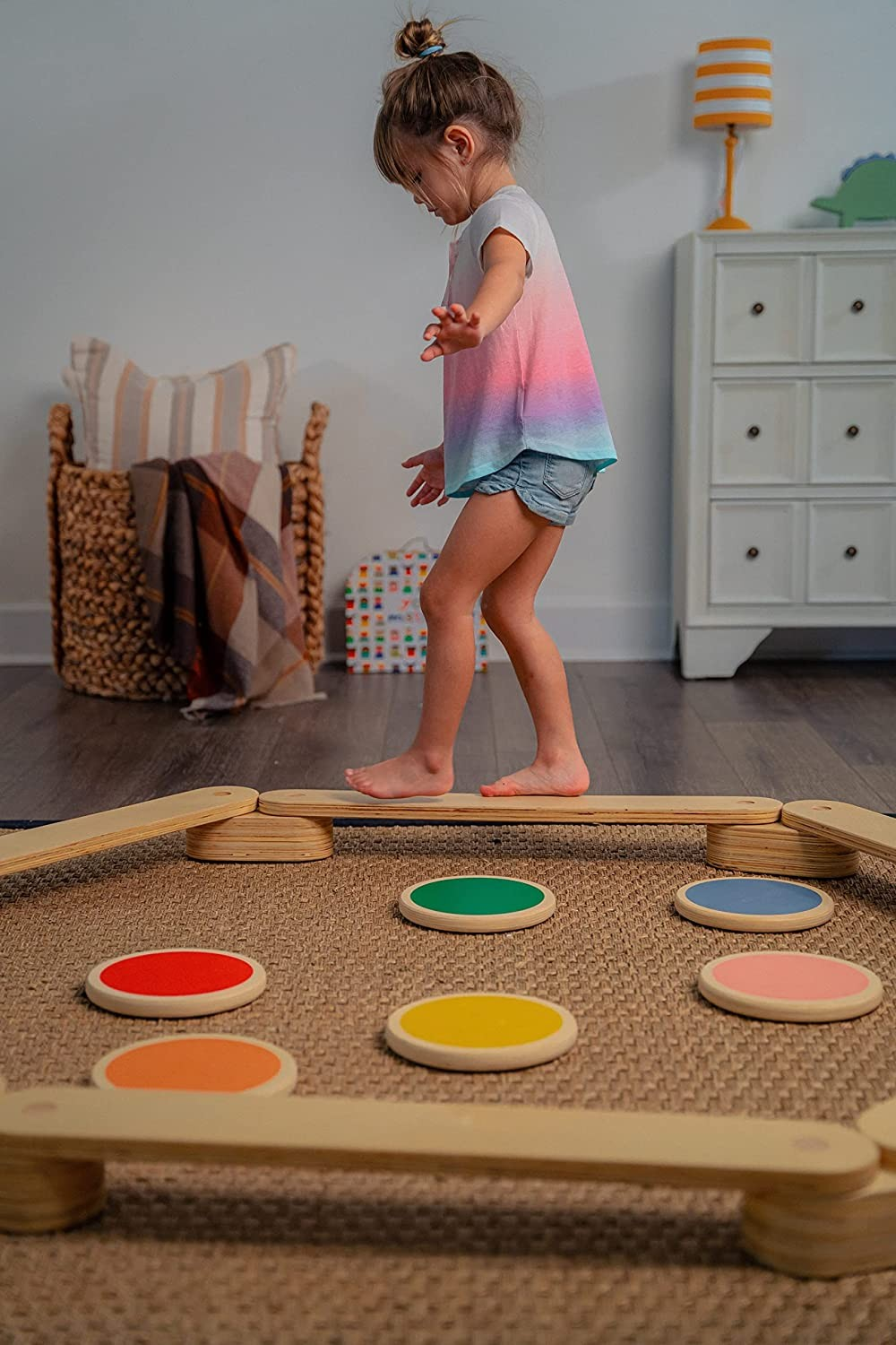 Montessori Ahşap Denge Kirişi, Denge Tahtası, Basamak Taşları, Aktivite Oyuncağı, Çocuk Oyuncak(6 SOPA 6 TAŞ) - Görsel 2