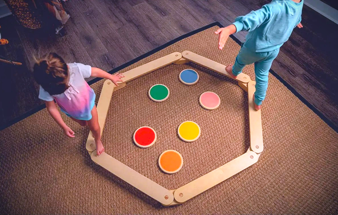 Montessori Ahşap Denge Kirişi, Denge Tahtası, Basamak Taşları, Aktivite Oyuncağı, Çocuk Oyuncak(6 SOPA 6 TAŞ)