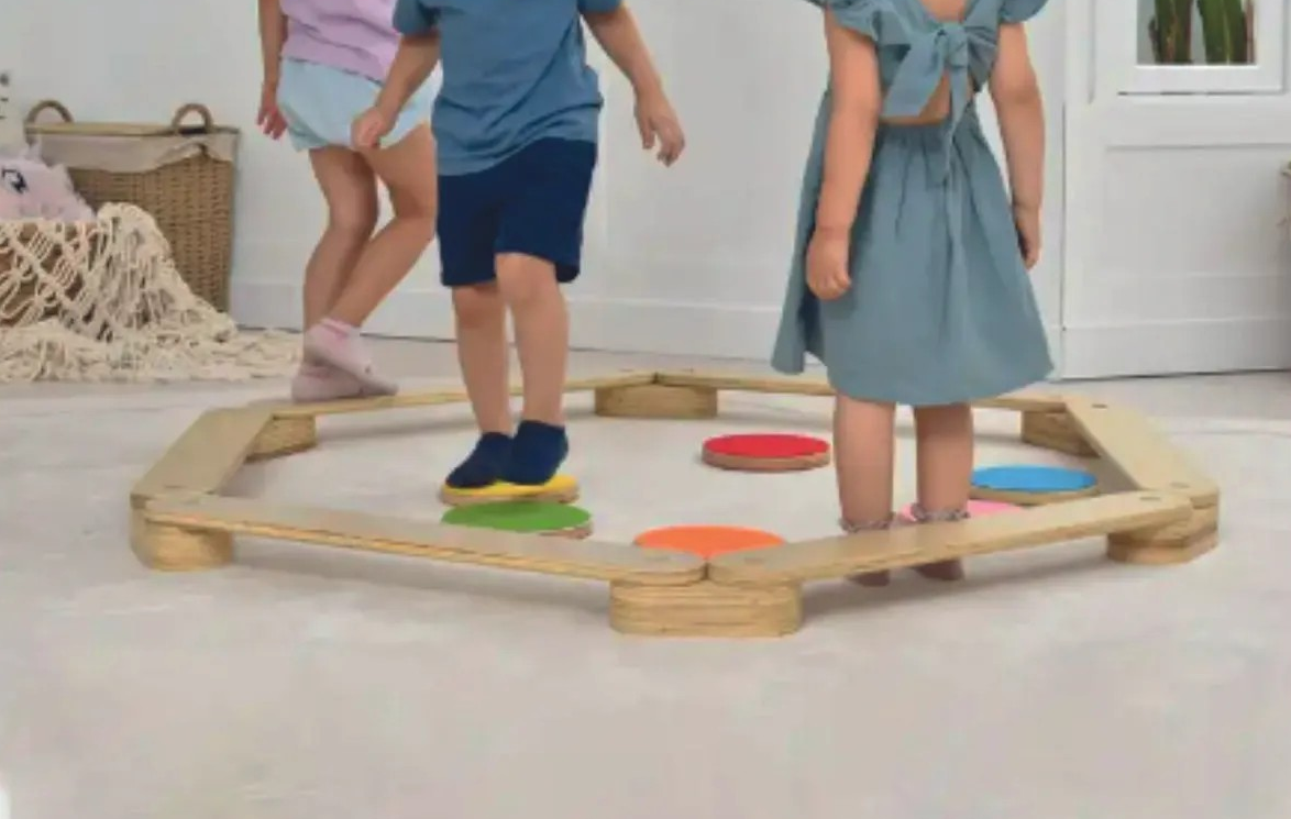 Montessori Ahşap Denge Kirişi, Denge Tahtası, Basamak Taşları, Aktivite Oyuncağı, Çocuk Oyuncak(6 SOPA 6 TAŞ) - Görsel 6